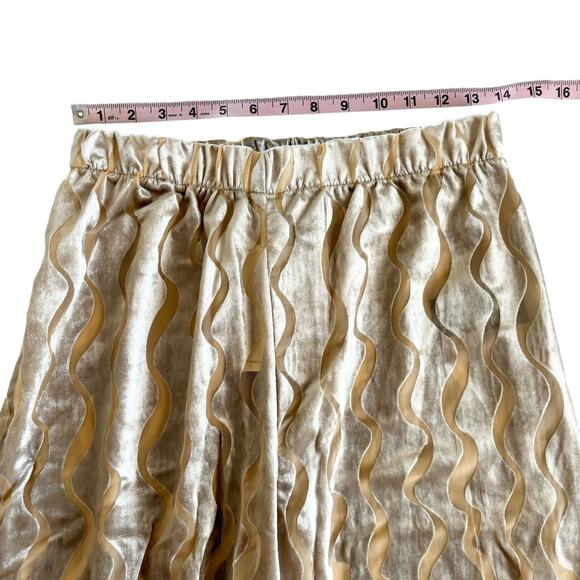 Urban Renewal Parties Remnants Neutral Gold Velvet Burnout Pull On Pants Medium - Picture 2 of 9